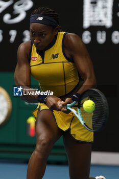 2024-01-21 - Coco Gauff (USA) in action during their round four singles match against Magdalena Frech (POL) - AUSTRALIAN OPEN - INTERNATIONALS - TENNIS