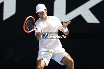 2024-01-22 - Nuno Borges (POR) in action during their round four singles match against Daniil Medvedev - AUSTRALIAN OPEN - INTERNATIONALS - TENNIS