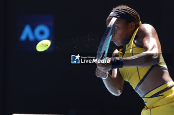 2024-01-23 - Coco Gauff (USA) in action during their Quarterfinals singles match against Marta Kostyuk (UKR) - AUSTRALIAN OPEN - INTERNATIONALS - TENNIS