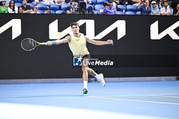 2024-01-18 - Carlos Alcaraz of Spain during the Australian Open AO 2024 Grand Slam tennis tournament on January 18, 2024 at Melbourne Park in Australia. Photo Victor Joly / DPPI - TENNIS - AUSTRALIAN OPEN 2024 - WEEK 1 - INTERNATIONALS - TENNIS