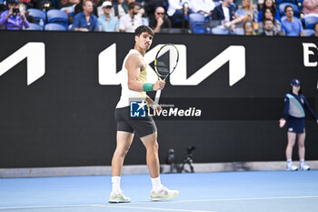 2024-01-18 - Carlos Alcaraz of Spain during the Australian Open AO 2024 Grand Slam tennis tournament on January 18, 2024 at Melbourne Park in Australia. Photo Victor Joly / DPPI - TENNIS - AUSTRALIAN OPEN 2024 - WEEK 1 - INTERNATIONALS - TENNIS