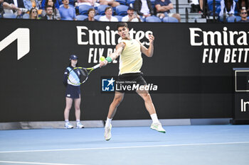 2024-01-18 - Carlos Alcaraz of Spain during the Australian Open AO 2024 Grand Slam tennis tournament on January 18, 2024 at Melbourne Park in Australia. Photo Victor Joly / DPPI - TENNIS - AUSTRALIAN OPEN 2024 - WEEK 1 - INTERNATIONALS - TENNIS