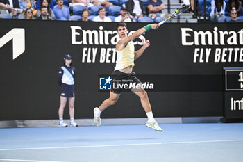 2024-01-18 - Carlos Alcaraz of Spain during the Australian Open AO 2024 Grand Slam tennis tournament on January 18, 2024 at Melbourne Park in Australia. Photo Victor Joly / DPPI - TENNIS - AUSTRALIAN OPEN 2024 - WEEK 1 - INTERNATIONALS - TENNIS