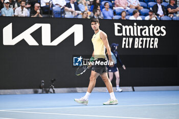 2024-01-18 - Carlos Alcaraz of Spain during the Australian Open AO 2024 Grand Slam tennis tournament on January 18, 2024 at Melbourne Park in Australia. Photo Victor Joly / DPPI - TENNIS - AUSTRALIAN OPEN 2024 - WEEK 1 - INTERNATIONALS - TENNIS