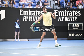 2024-01-18 - Carlos Alcaraz of Spain during the Australian Open AO 2024 Grand Slam tennis tournament on January 18, 2024 at Melbourne Park in Australia. Photo Victor Joly / DPPI - TENNIS - AUSTRALIAN OPEN 2024 - WEEK 1 - INTERNATIONALS - TENNIS