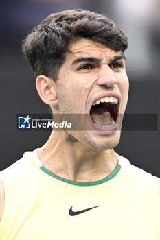 2024-01-18 - Carlos Alcaraz of Spain celebrates his victory during the Australian Open AO 2024 Grand Slam tennis tournament on January 18, 2024 at Melbourne Park in Australia. Photo Victor Joly / DPPI - TENNIS - AUSTRALIAN OPEN 2024 - WEEK 1 - INTERNATIONALS - TENNIS