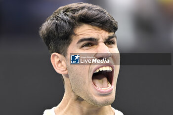 2024-01-18 - Carlos Alcaraz of Spain celebrates his victory during the Australian Open AO 2024 Grand Slam tennis tournament on January 18, 2024 at Melbourne Park in Australia. Photo Victor Joly / DPPI - TENNIS - AUSTRALIAN OPEN 2024 - WEEK 1 - INTERNATIONALS - TENNIS