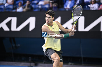 2024-01-18 - Carlos Alcaraz of Spain during the Australian Open AO 2024 Grand Slam tennis tournament on January 18, 2024 at Melbourne Park in Australia. Photo Victor Joly / DPPI - TENNIS - AUSTRALIAN OPEN 2024 - WEEK 1 - INTERNATIONALS - TENNIS