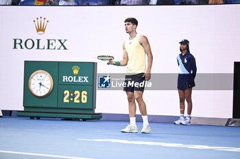 2024-01-18 - Carlos Alcaraz of Spain during the Australian Open AO 2024 Grand Slam tennis tournament on January 18, 2024 at Melbourne Park in Australia. Photo Victor Joly / DPPI - TENNIS - AUSTRALIAN OPEN 2024 - WEEK 1 - INTERNATIONALS - TENNIS