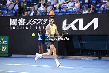 2024-01-18 - Carlos Alcaraz of Spain during the Australian Open AO 2024 Grand Slam tennis tournament on January 18, 2024 at Melbourne Park in Australia. Photo Victor Joly / DPPI - TENNIS - AUSTRALIAN OPEN 2024 - WEEK 1 - INTERNATIONALS - TENNIS