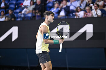 2024-01-18 - Carlos Alcaraz of Spain during the Australian Open AO 2024 Grand Slam tennis tournament on January 18, 2024 at Melbourne Park in Australia. Photo Victor Joly / DPPI - TENNIS - AUSTRALIAN OPEN 2024 - WEEK 1 - INTERNATIONALS - TENNIS