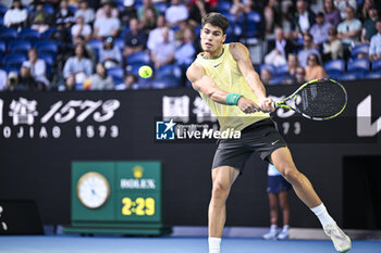 2024-01-18 - Carlos Alcaraz of Spain during the Australian Open AO 2024 Grand Slam tennis tournament on January 18, 2024 at Melbourne Park in Australia. Photo Victor Joly / DPPI - TENNIS - AUSTRALIAN OPEN 2024 - WEEK 1 - INTERNATIONALS - TENNIS