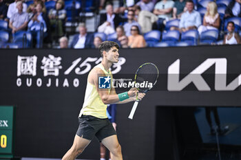 2024-01-18 - Carlos Alcaraz of Spain during the Australian Open AO 2024 Grand Slam tennis tournament on January 18, 2024 at Melbourne Park in Australia. Photo Victor Joly / DPPI - TENNIS - AUSTRALIAN OPEN 2024 - WEEK 1 - INTERNATIONALS - TENNIS