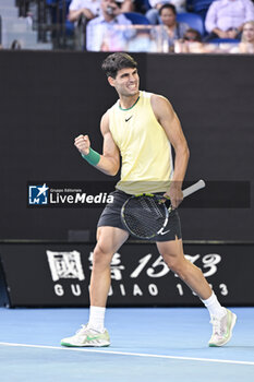 2024-01-18 - Carlos Alcaraz of Spain during the Australian Open AO 2024 Grand Slam tennis tournament on January 18, 2024 at Melbourne Park in Australia. Photo Victor Joly / DPPI - TENNIS - AUSTRALIAN OPEN 2024 - WEEK 1 - INTERNATIONALS - TENNIS