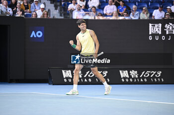 2024-01-18 - Carlos Alcaraz of Spain during the Australian Open AO 2024 Grand Slam tennis tournament on January 18, 2024 at Melbourne Park in Australia. Photo Victor Joly / DPPI - TENNIS - AUSTRALIAN OPEN 2024 - WEEK 1 - INTERNATIONALS - TENNIS