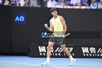 2024-01-18 - Carlos Alcaraz of Spain during the Australian Open AO 2024 Grand Slam tennis tournament on January 18, 2024 at Melbourne Park in Australia. Photo Victor Joly / DPPI - TENNIS - AUSTRALIAN OPEN 2024 - WEEK 1 - INTERNATIONALS - TENNIS