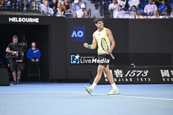 2024-01-18 - Carlos Alcaraz of Spain during the Australian Open AO 2024 Grand Slam tennis tournament on January 18, 2024 at Melbourne Park in Australia. Photo Victor Joly / DPPI - TENNIS - AUSTRALIAN OPEN 2024 - WEEK 1 - INTERNATIONALS - TENNIS