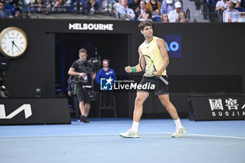 2024-01-18 - Carlos Alcaraz of Spain during the Australian Open AO 2024 Grand Slam tennis tournament on January 18, 2024 at Melbourne Park in Australia. Photo Victor Joly / DPPI - TENNIS - AUSTRALIAN OPEN 2024 - WEEK 1 - INTERNATIONALS - TENNIS