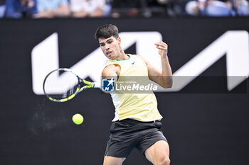 2024-01-18 - Carlos Alcaraz of Spain during the Australian Open AO 2024 Grand Slam tennis tournament on January 18, 2024 at Melbourne Park in Australia. Photo Victor Joly / DPPI - TENNIS - AUSTRALIAN OPEN 2024 - WEEK 1 - INTERNATIONALS - TENNIS