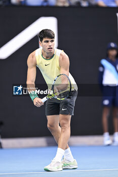 2024-01-18 - Carlos Alcaraz of Spain during the Australian Open AO 2024 Grand Slam tennis tournament on January 18, 2024 at Melbourne Park in Australia. Photo Victor Joly / DPPI - TENNIS - AUSTRALIAN OPEN 2024 - WEEK 1 - INTERNATIONALS - TENNIS