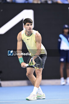 2024-01-18 - Carlos Alcaraz of Spain during the Australian Open AO 2024 Grand Slam tennis tournament on January 18, 2024 at Melbourne Park in Australia. Photo Victor Joly / DPPI - TENNIS - AUSTRALIAN OPEN 2024 - WEEK 1 - INTERNATIONALS - TENNIS