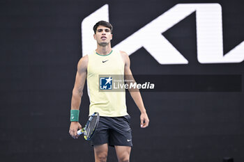 2024-01-18 - Carlos Alcaraz of Spain during the Australian Open AO 2024 Grand Slam tennis tournament on January 18, 2024 at Melbourne Park in Australia. Photo Victor Joly / DPPI - TENNIS - AUSTRALIAN OPEN 2024 - WEEK 1 - INTERNATIONALS - TENNIS