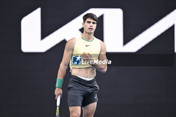 2024-01-18 - Carlos Alcaraz of Spain during the Australian Open AO 2024 Grand Slam tennis tournament on January 18, 2024 at Melbourne Park in Australia. Photo Victor Joly / DPPI - TENNIS - AUSTRALIAN OPEN 2024 - WEEK 1 - INTERNATIONALS - TENNIS