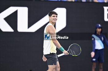 2024-01-18 - Carlos Alcaraz of Spain during the Australian Open AO 2024 Grand Slam tennis tournament on January 18, 2024 at Melbourne Park in Australia. Photo Victor Joly / DPPI - TENNIS - AUSTRALIAN OPEN 2024 - WEEK 1 - INTERNATIONALS - TENNIS