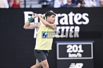 2024-01-18 - Carlos Alcaraz of Spain during the Australian Open AO 2024 Grand Slam tennis tournament on January 18, 2024 at Melbourne Park in Australia. Photo Victor Joly / DPPI - TENNIS - AUSTRALIAN OPEN 2024 - WEEK 1 - INTERNATIONALS - TENNIS