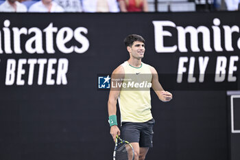 2024-01-18 - Carlos Alcaraz of Spain during the Australian Open AO 2024 Grand Slam tennis tournament on January 18, 2024 at Melbourne Park in Australia. Photo Victor Joly / DPPI - TENNIS - AUSTRALIAN OPEN 2024 - WEEK 1 - INTERNATIONALS - TENNIS