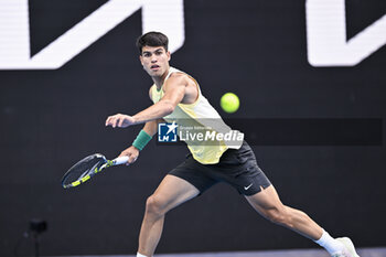 2024-01-18 - Carlos Alcaraz of Spain during the Australian Open AO 2024 Grand Slam tennis tournament on January 18, 2024 at Melbourne Park in Australia. Photo Victor Joly / DPPI - TENNIS - AUSTRALIAN OPEN 2024 - WEEK 1 - INTERNATIONALS - TENNIS