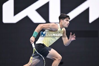 2024-01-18 - Carlos Alcaraz of Spain during the Australian Open AO 2024 Grand Slam tennis tournament on January 18, 2024 at Melbourne Park in Australia. Photo Victor Joly / DPPI - TENNIS - AUSTRALIAN OPEN 2024 - WEEK 1 - INTERNATIONALS - TENNIS