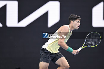 2024-01-18 - Carlos Alcaraz of Spain during the Australian Open AO 2024 Grand Slam tennis tournament on January 18, 2024 at Melbourne Park in Australia. Photo Victor Joly / DPPI - TENNIS - AUSTRALIAN OPEN 2024 - WEEK 1 - INTERNATIONALS - TENNIS