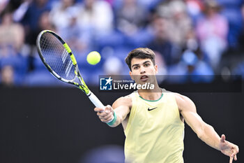 2024-01-18 - Carlos Alcaraz of Spain during the Australian Open AO 2024 Grand Slam tennis tournament on January 18, 2024 at Melbourne Park in Australia. Photo Victor Joly / DPPI - TENNIS - AUSTRALIAN OPEN 2024 - WEEK 1 - INTERNATIONALS - TENNIS