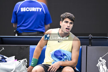 2024-01-18 - Carlos Alcaraz of Spain during the Australian Open AO 2024 Grand Slam tennis tournament on January 18, 2024 at Melbourne Park in Australia. Photo Victor Joly / DPPI - TENNIS - AUSTRALIAN OPEN 2024 - WEEK 1 - INTERNATIONALS - TENNIS