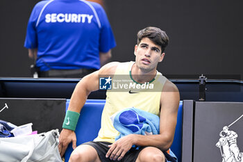 2024-01-18 - Carlos Alcaraz of Spain during the Australian Open AO 2024 Grand Slam tennis tournament on January 18, 2024 at Melbourne Park in Australia. Photo Victor Joly / DPPI - TENNIS - AUSTRALIAN OPEN 2024 - WEEK 1 - INTERNATIONALS - TENNIS