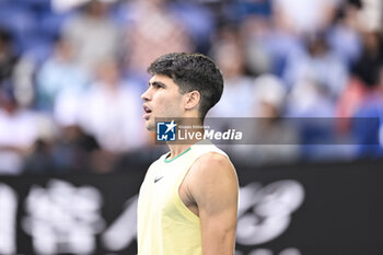 2024-01-18 - Carlos Alcaraz of Spain during the Australian Open AO 2024 Grand Slam tennis tournament on January 18, 2024 at Melbourne Park in Australia. Photo Victor Joly / DPPI - TENNIS - AUSTRALIAN OPEN 2024 - WEEK 1 - INTERNATIONALS - TENNIS