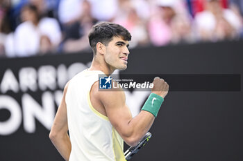 2024-01-18 - Carlos Alcaraz of Spain during the Australian Open AO 2024 Grand Slam tennis tournament on January 18, 2024 at Melbourne Park in Australia. Photo Victor Joly / DPPI - TENNIS - AUSTRALIAN OPEN 2024 - WEEK 1 - INTERNATIONALS - TENNIS