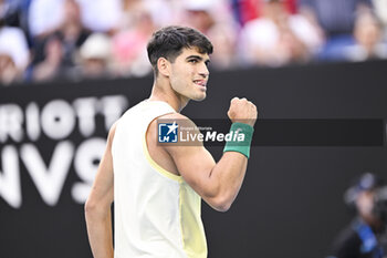 2024-01-18 - Carlos Alcaraz of Spain during the Australian Open AO 2024 Grand Slam tennis tournament on January 18, 2024 at Melbourne Park in Australia. Photo Victor Joly / DPPI - TENNIS - AUSTRALIAN OPEN 2024 - WEEK 1 - INTERNATIONALS - TENNIS