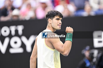 2024-01-18 - Carlos Alcaraz of Spain during the Australian Open AO 2024 Grand Slam tennis tournament on January 18, 2024 at Melbourne Park in Australia. Photo Victor Joly / DPPI - TENNIS - AUSTRALIAN OPEN 2024 - WEEK 1 - INTERNATIONALS - TENNIS