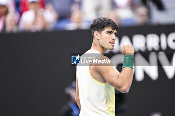 2024-01-18 - Carlos Alcaraz of Spain during the Australian Open AO 2024 Grand Slam tennis tournament on January 18, 2024 at Melbourne Park in Australia. Photo Victor Joly / DPPI - TENNIS - AUSTRALIAN OPEN 2024 - WEEK 1 - INTERNATIONALS - TENNIS