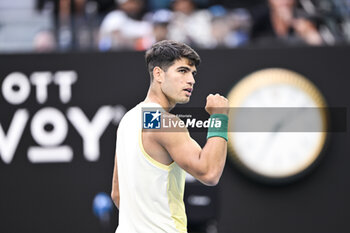 2024-01-18 - Carlos Alcaraz of Spain during the Australian Open AO 2024 Grand Slam tennis tournament on January 18, 2024 at Melbourne Park in Australia. Photo Victor Joly / DPPI - TENNIS - AUSTRALIAN OPEN 2024 - WEEK 1 - INTERNATIONALS - TENNIS