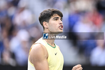 2024-01-18 - Carlos Alcaraz of Spain during the Australian Open AO 2024 Grand Slam tennis tournament on January 18, 2024 at Melbourne Park in Australia. Photo Victor Joly / DPPI - TENNIS - AUSTRALIAN OPEN 2024 - WEEK 1 - INTERNATIONALS - TENNIS