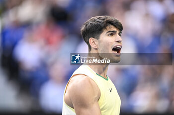 2024-01-18 - Carlos Alcaraz of Spain during the Australian Open AO 2024 Grand Slam tennis tournament on January 18, 2024 at Melbourne Park in Australia. Photo Victor Joly / DPPI - TENNIS - AUSTRALIAN OPEN 2024 - WEEK 1 - INTERNATIONALS - TENNIS