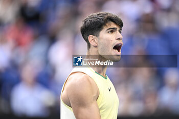 2024-01-18 - Carlos Alcaraz of Spain during the Australian Open AO 2024 Grand Slam tennis tournament on January 18, 2024 at Melbourne Park in Australia. Photo Victor Joly / DPPI - TENNIS - AUSTRALIAN OPEN 2024 - WEEK 1 - INTERNATIONALS - TENNIS