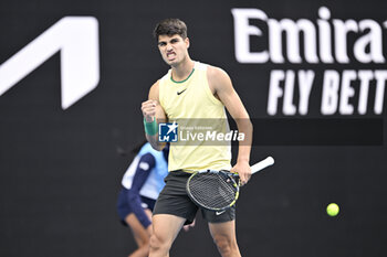 2024-01-18 - Carlos Alcaraz of Spain during the Australian Open AO 2024 Grand Slam tennis tournament on January 18, 2024 at Melbourne Park in Australia. Photo Victor Joly / DPPI - TENNIS - AUSTRALIAN OPEN 2024 - WEEK 1 - INTERNATIONALS - TENNIS