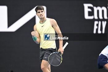 2024-01-18 - Carlos Alcaraz of Spain during the Australian Open AO 2024 Grand Slam tennis tournament on January 18, 2024 at Melbourne Park in Australia. Photo Victor Joly / DPPI - TENNIS - AUSTRALIAN OPEN 2024 - WEEK 1 - INTERNATIONALS - TENNIS