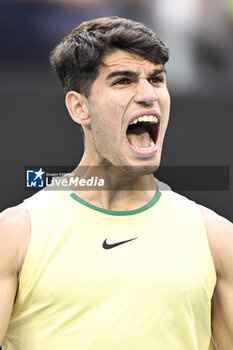 2024-01-18 - Carlos Alcaraz of Spain celebrates his victory during the Australian Open AO 2024 Grand Slam tennis tournament on January 18, 2024 at Melbourne Park in Australia. Photo Victor Joly / DPPI - TENNIS - AUSTRALIAN OPEN 2024 - WEEK 1 - INTERNATIONALS - TENNIS