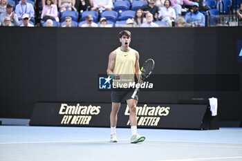 2024-01-18 - Carlos Alcaraz of Spain during the Australian Open AO 2024 Grand Slam tennis tournament on January 18, 2024 at Melbourne Park in Australia. Photo Victor Joly / DPPI - TENNIS - AUSTRALIAN OPEN 2024 - WEEK 1 - INTERNATIONALS - TENNIS