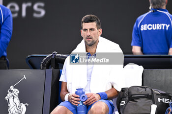 2024-01-19 - Novak Djokovic of Serbia during the Australian Open AO 2024 Grand Slam tennis tournament on January 19, 2024 at Melbourne Park in Australia. Photo Victor Joly / DPPI - TENNIS - AUSTRALIAN OPEN 2024 - WEEK 1 - INTERNATIONALS - TENNIS